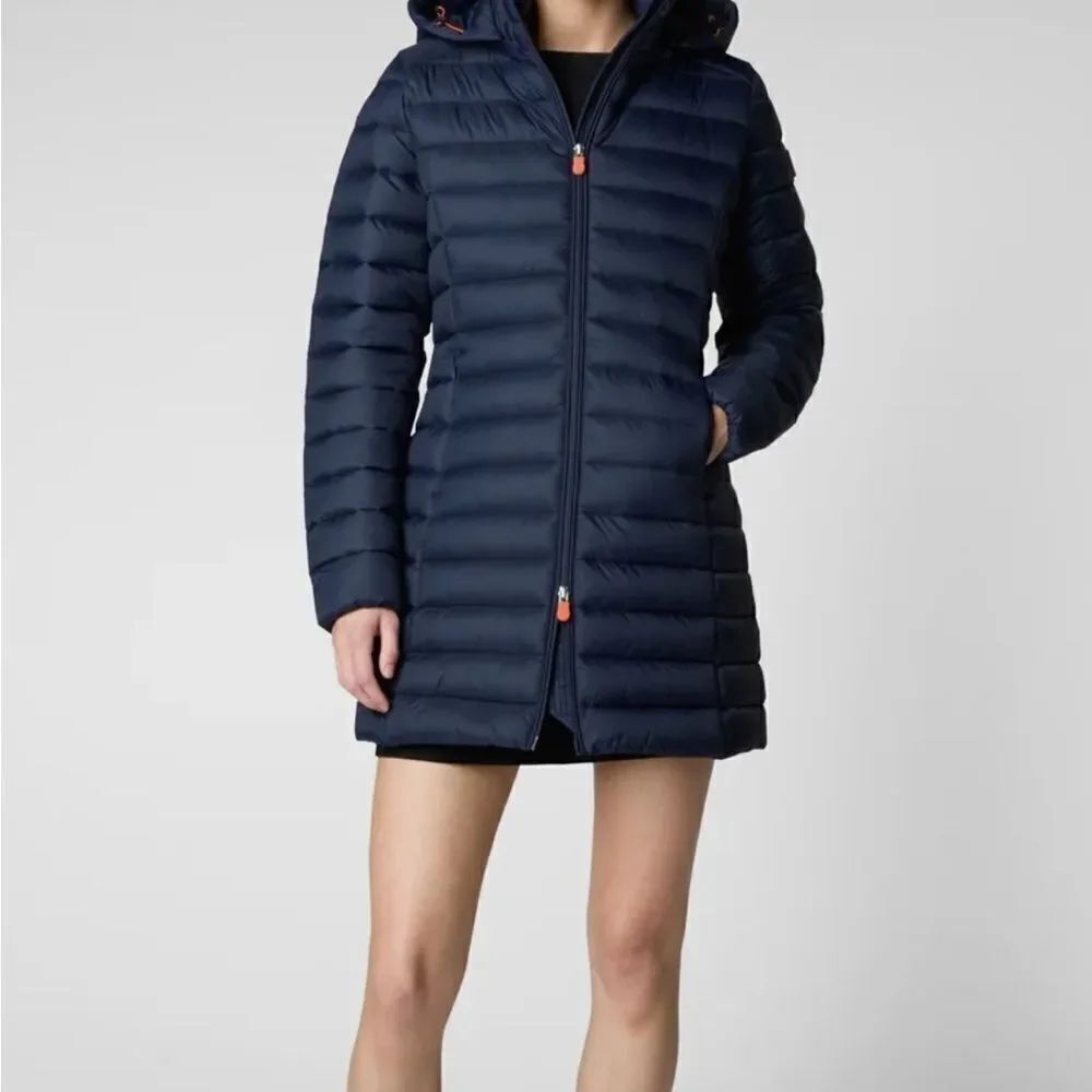 Save The Duck Cate Water Repellent Long Puffer Coat with Removable Hood $378